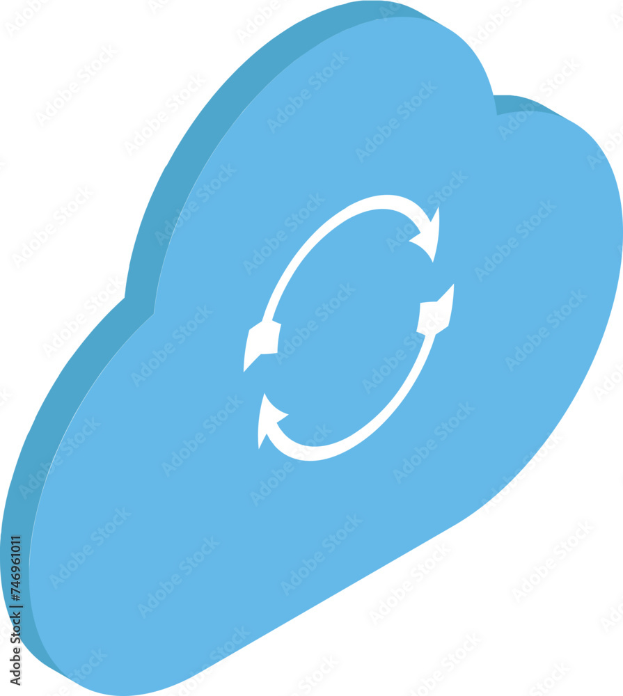 Poster cloud server element in isometric style.