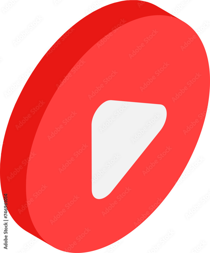 Poster isometric play button element.