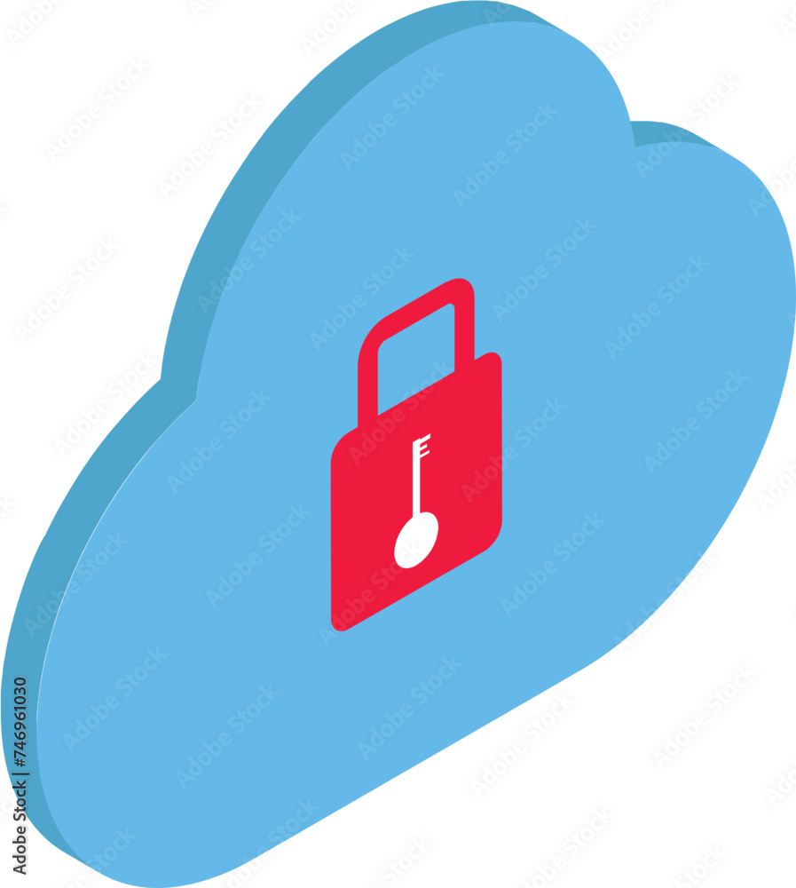 Canvas Prints locked cloud storage isometric element.