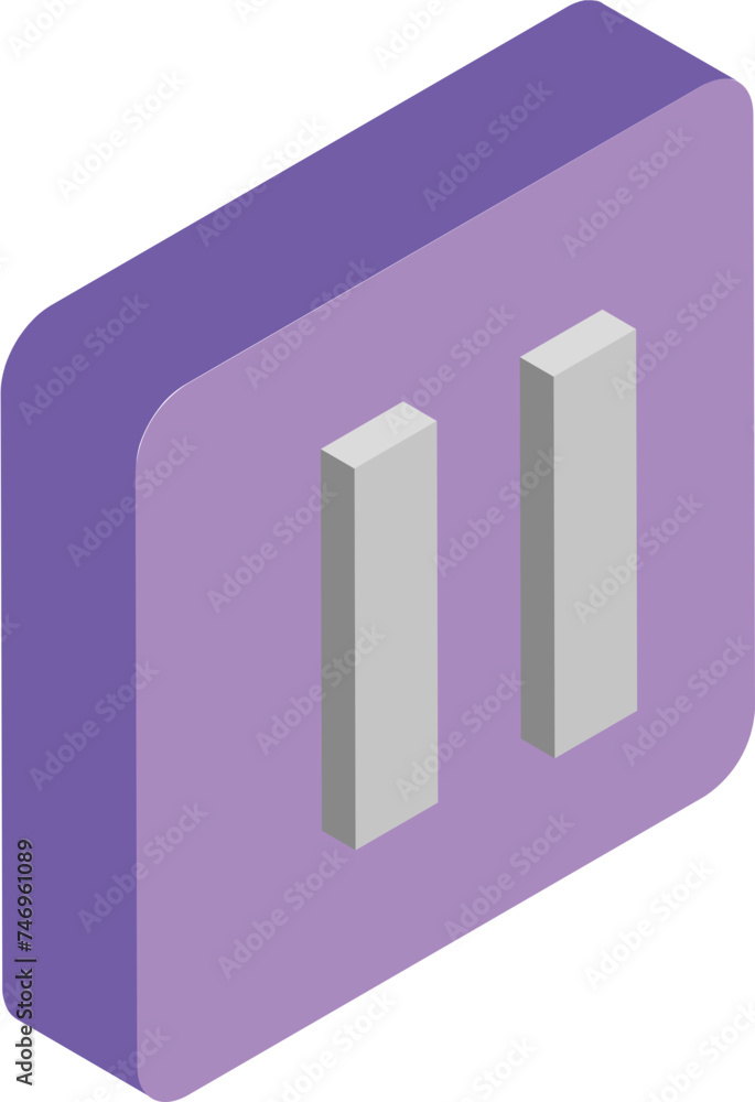 Poster pause button icon in 3d style.