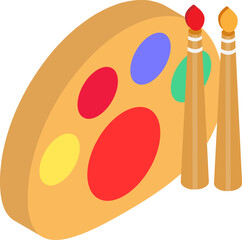 Art palette with brush isometric element.