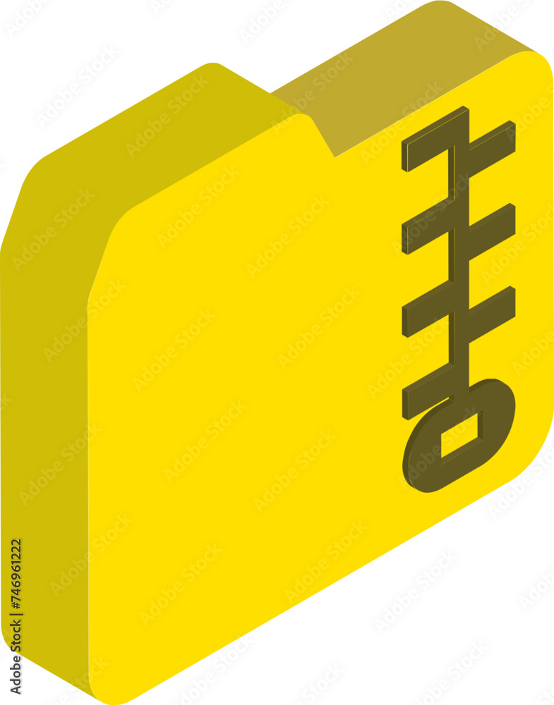 Poster yellow file folder icon in 3d style.
