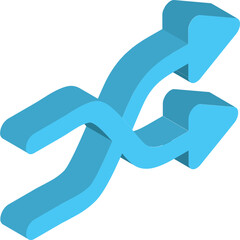 3D isometric of shuffle icon in blue color. - obrazy, fototapety, plakaty
