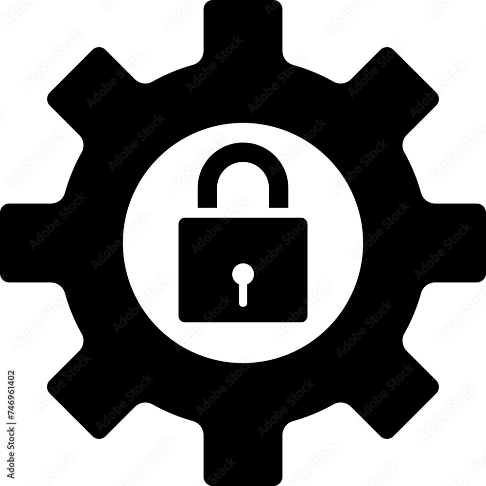Poster lock setting icon in b&w color.