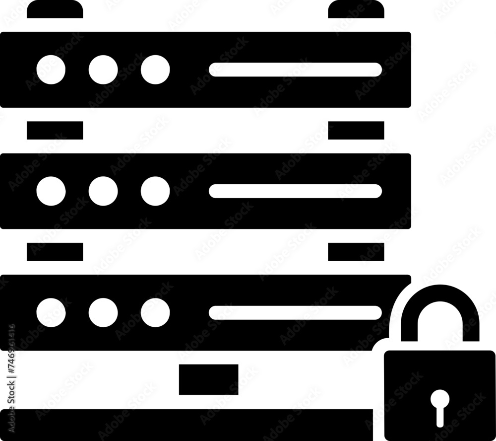 Poster server lock icon in b&w color.