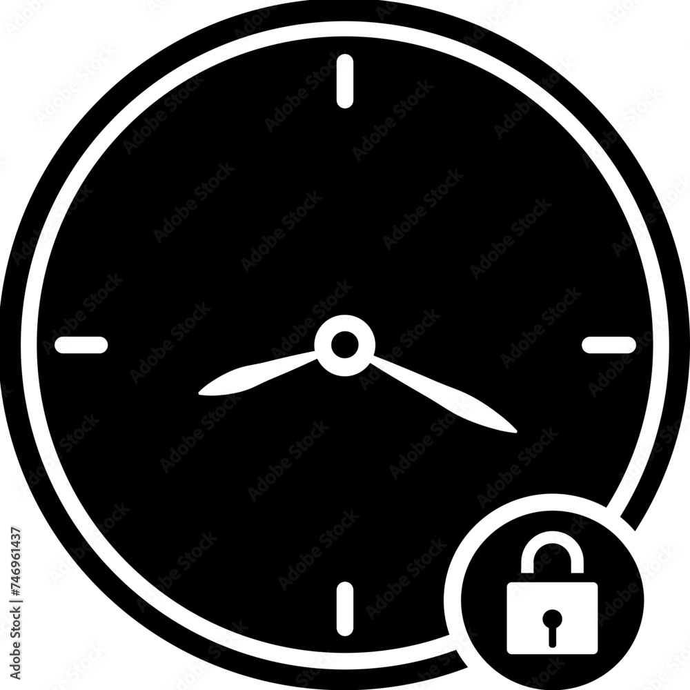 Sticker illustration of closed clock or locked icon.