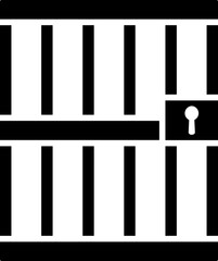 B&W illustration of criminal jail locked icon.