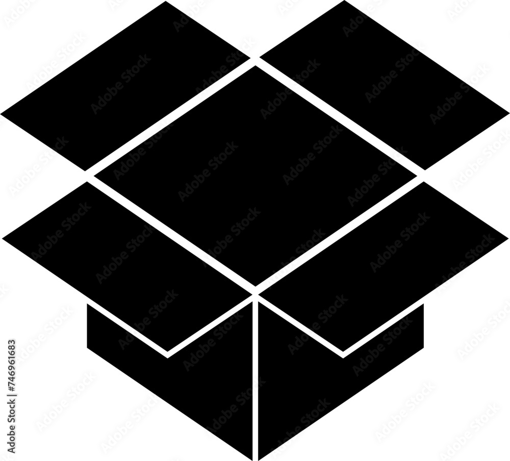 Poster open box icon in b&w color.