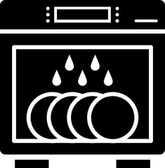 B&W illustration of dishwasher icon.