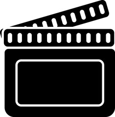 B&W clap board icon in flat style.