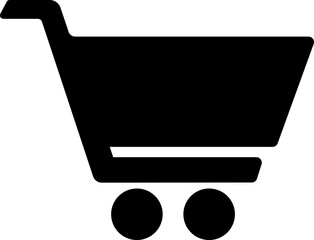 Shopping cart icon in black color.