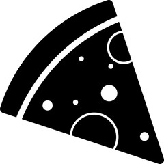 B&W illustration of pizza slice icon.