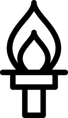 Flaming torch icon in black line art.