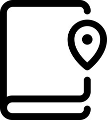 Book location icon in black line art.