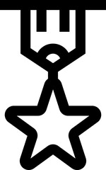 Star medal icon or symbol in line art.