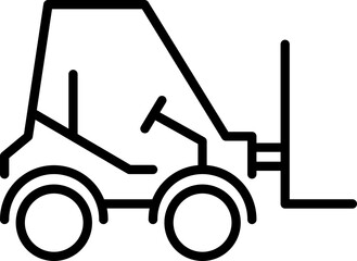 Forklift truck icon in black line art.