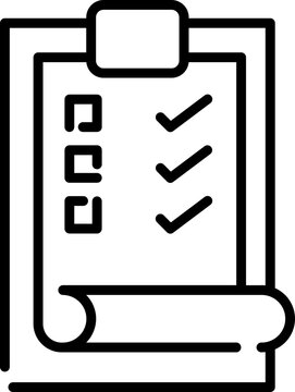 recommend clip art: Flat style checklist icon in line art.