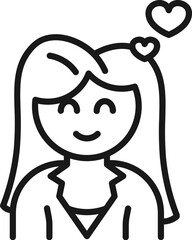 Line art illustration of girl flat icon.