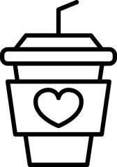 paper cup  with straw icon in flat style.