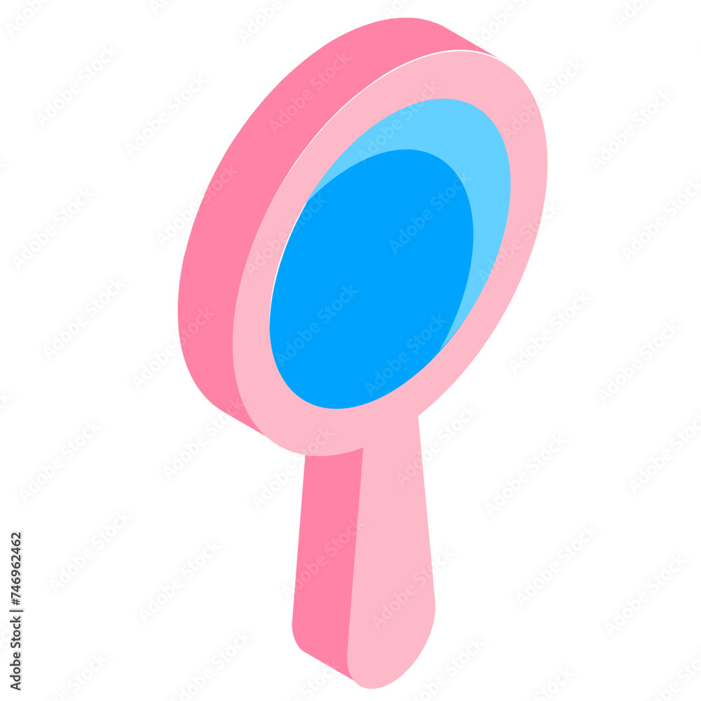 Poster flat illustration of searching loop isometric icon.