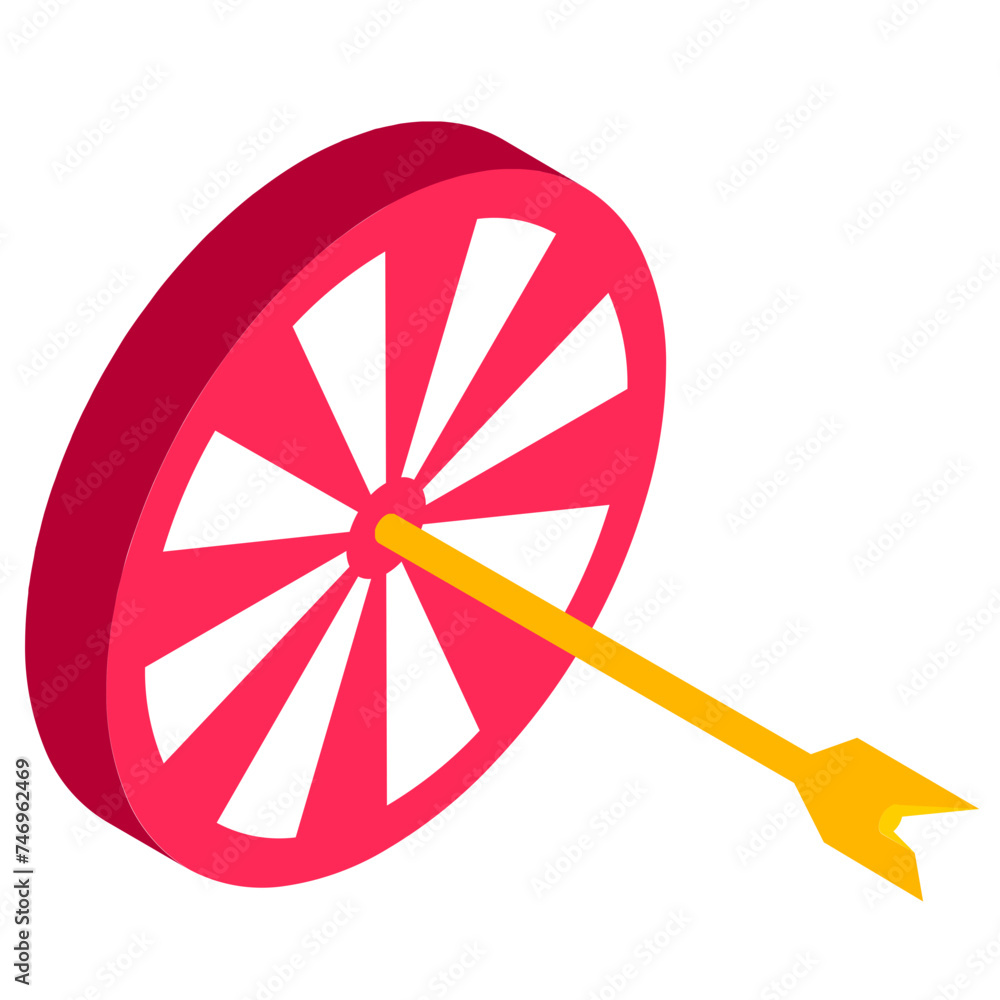 Aufkleber bullseye or target with arrow element in isometric style.