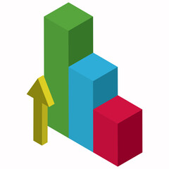 Obraz premium Flat isometric statistics bar icon or symbol.