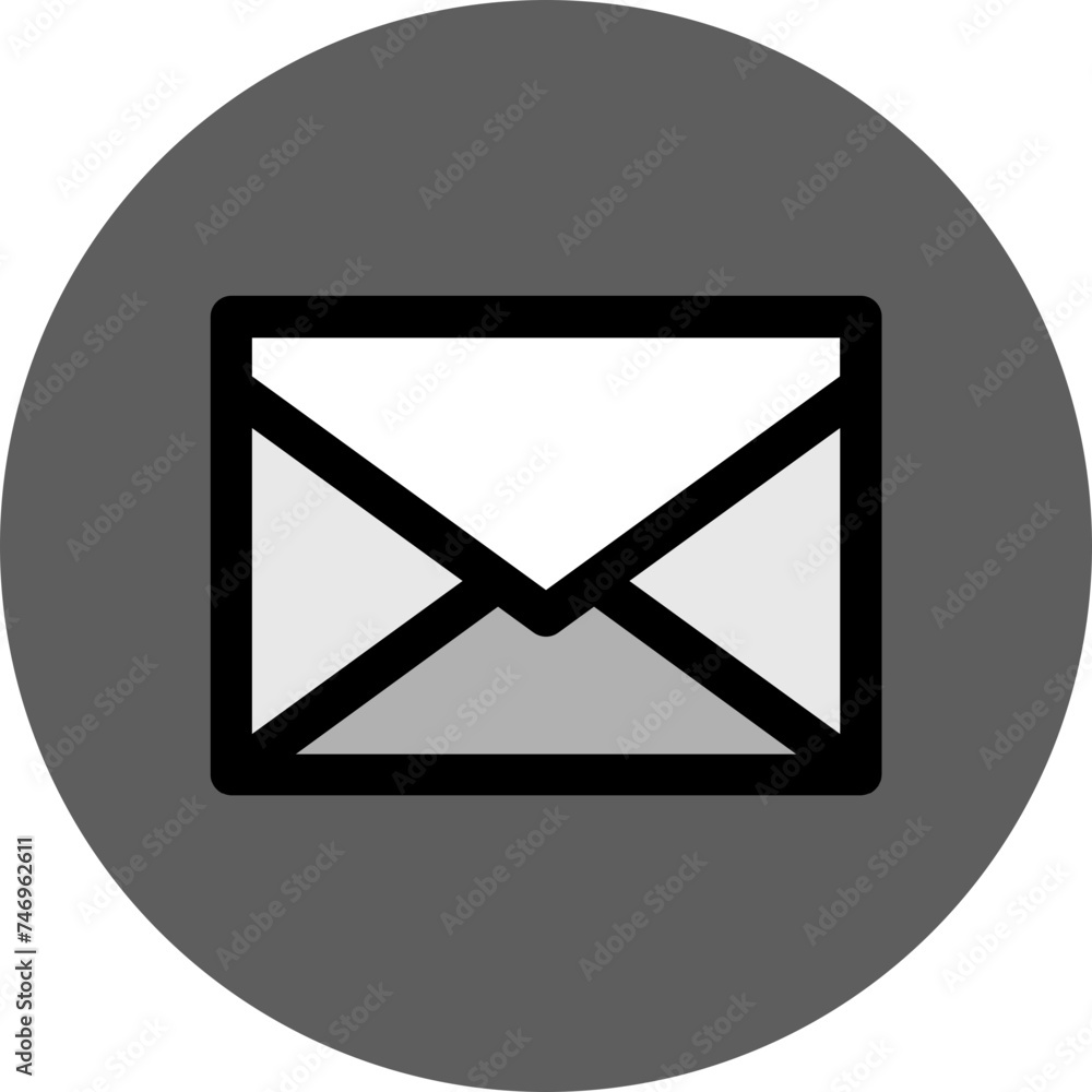 Sticker Mail or Envelope icon in gray and black color.