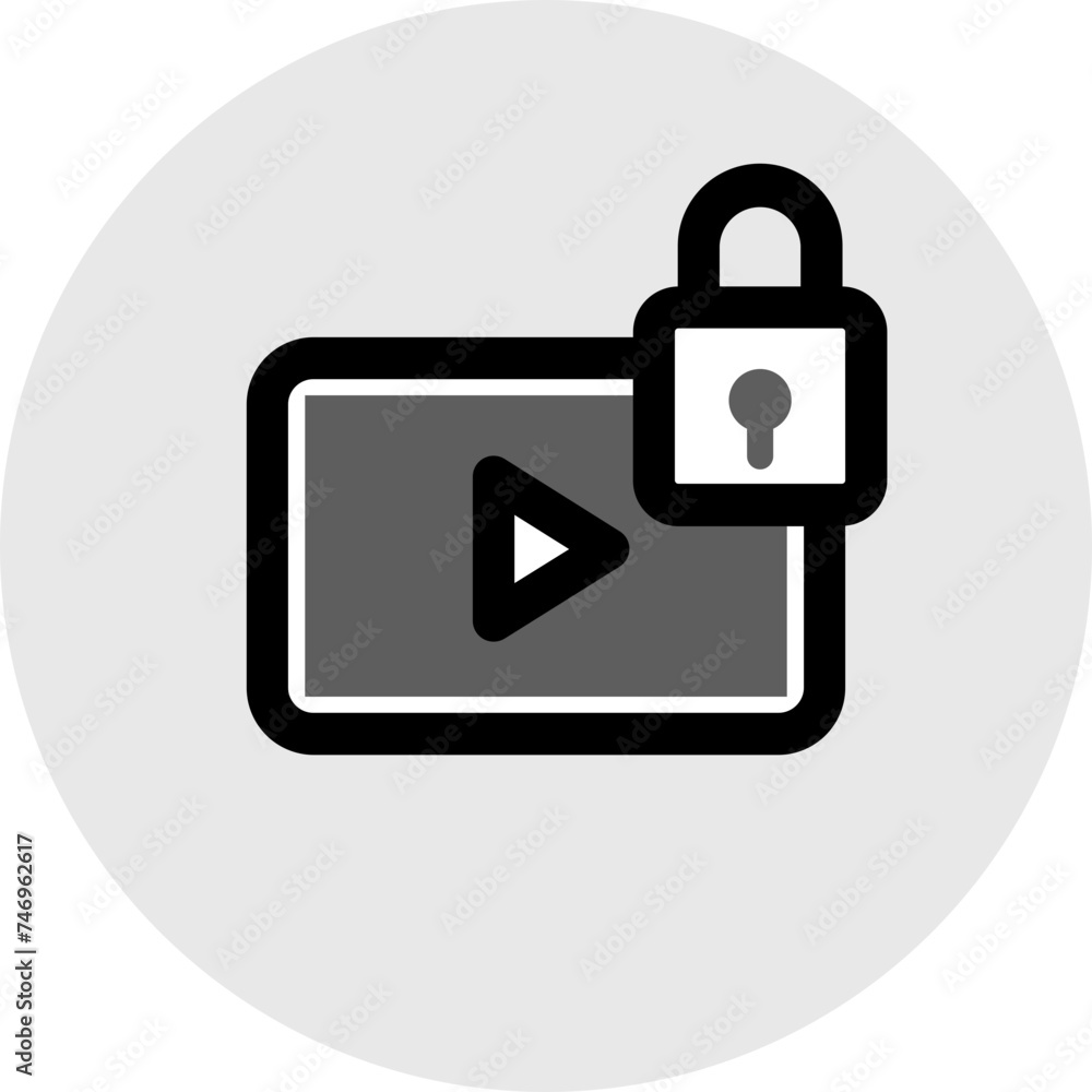 Poster video lock icon icon in flat style.