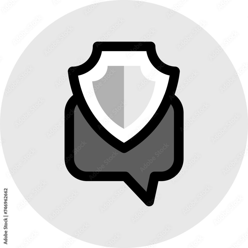 Poster message security icon in gray and black color.