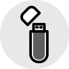 USB or Pen Drive icon in gray and black color.