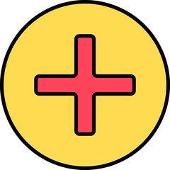 Add Button icon in red and yellow color.