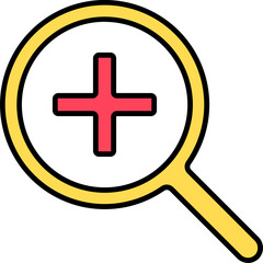 Fototapeta premium Zooming icon in red and yellow color.