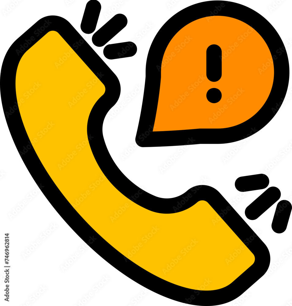 Poster warning or notification phone call message icon in flat style.