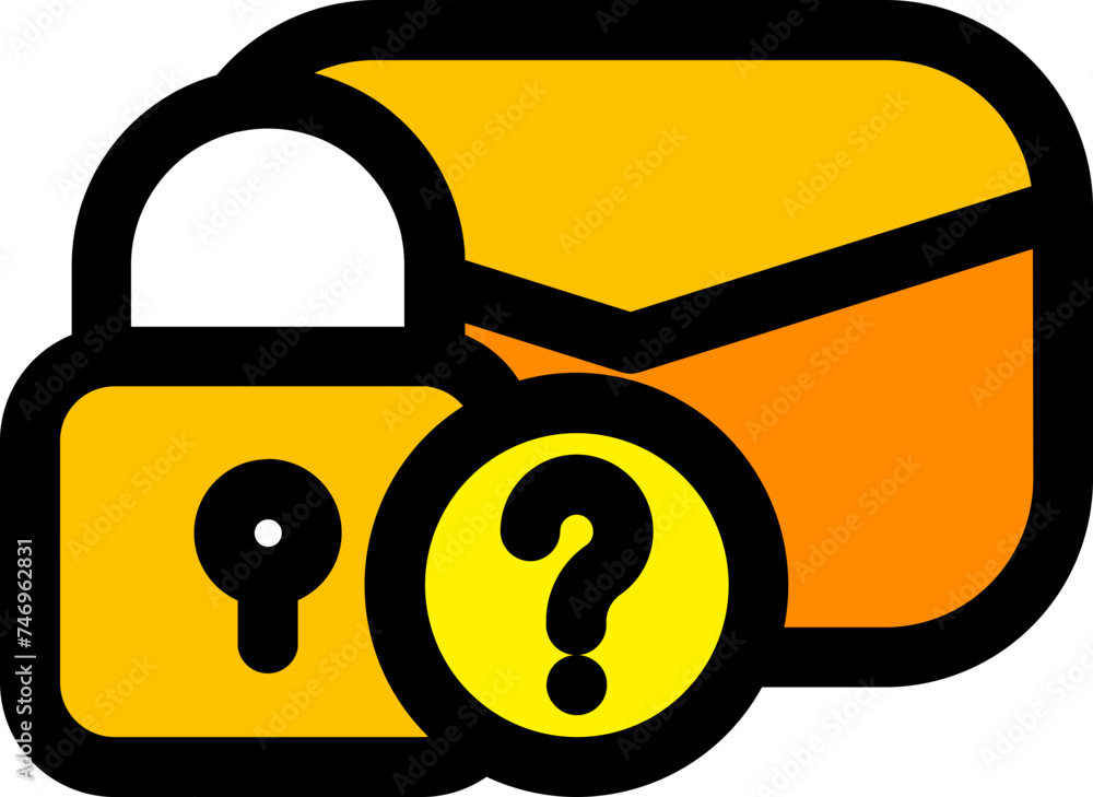 Poster help or question message lock icon in flat style.