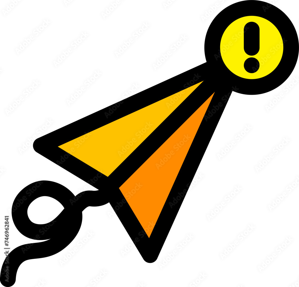 Sticker cursor clicking to warning button icon or symbol.