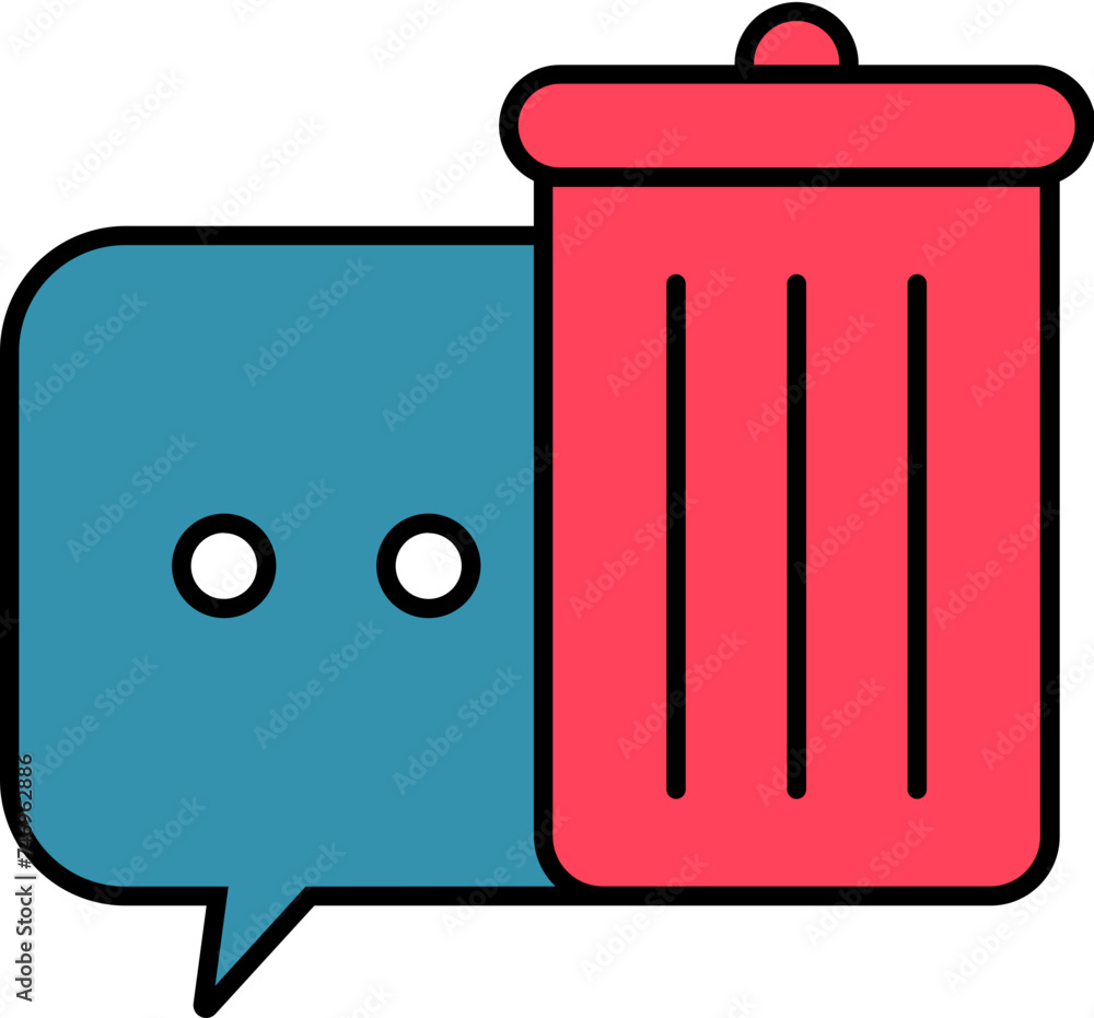 Poster delete message icon in red and blue color.