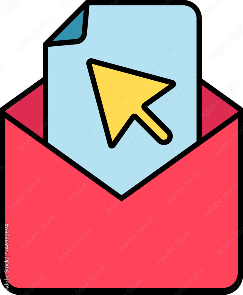 Poster vector illustration of open mail or envelope with arrow icon.