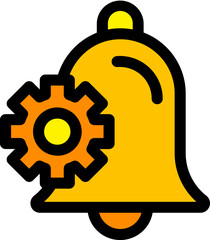 Bell Setting icon in orange and black color.