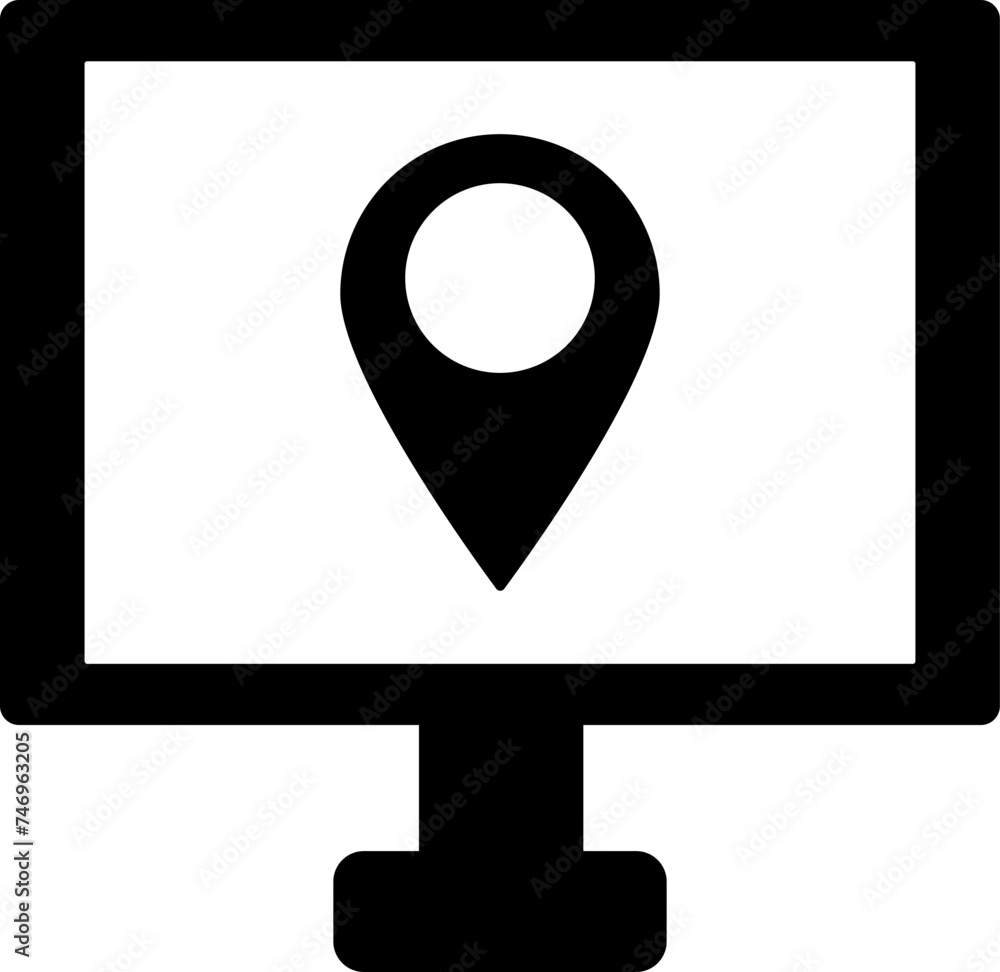 Sticker Online location searching by computer icon.