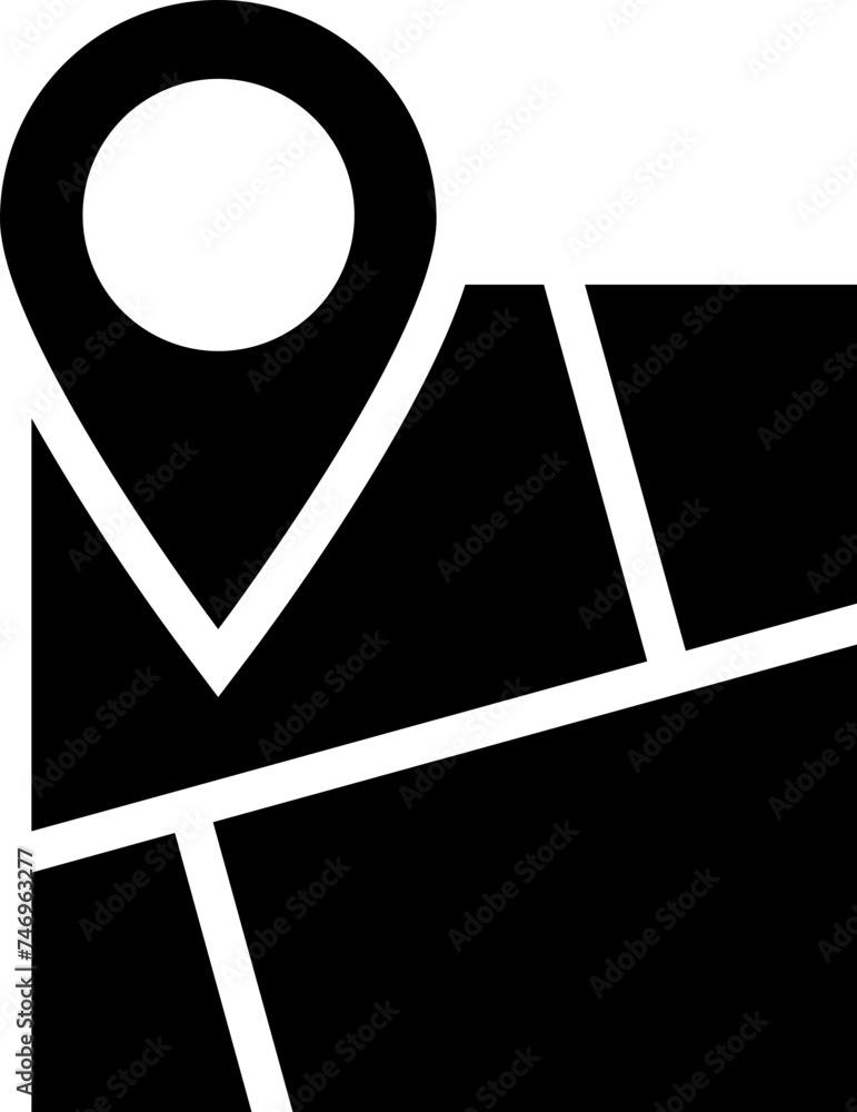 Poster map navigation icon in b&w color.