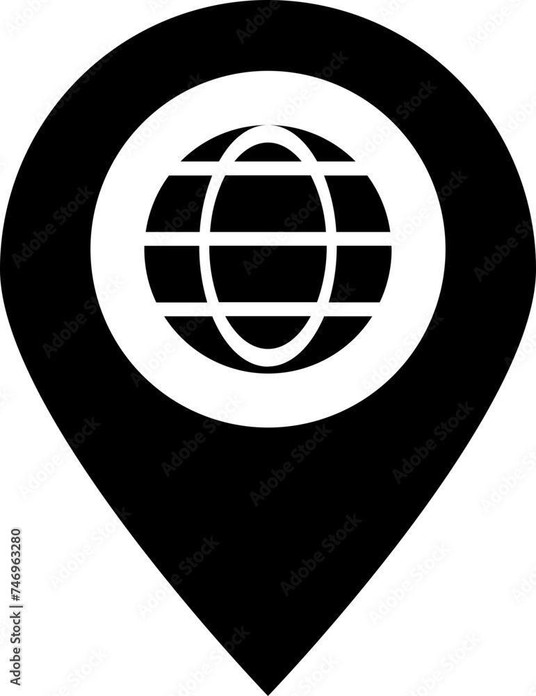 Poster b&w location icon with mapping.