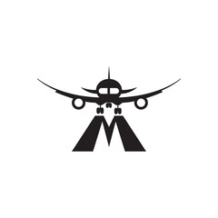 M logo airplane illustration design vector abstract