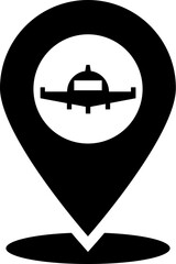 Glyph airport location icon in flat style.