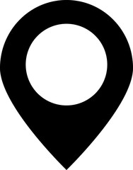 Map pin icon or symbol in b&w color.