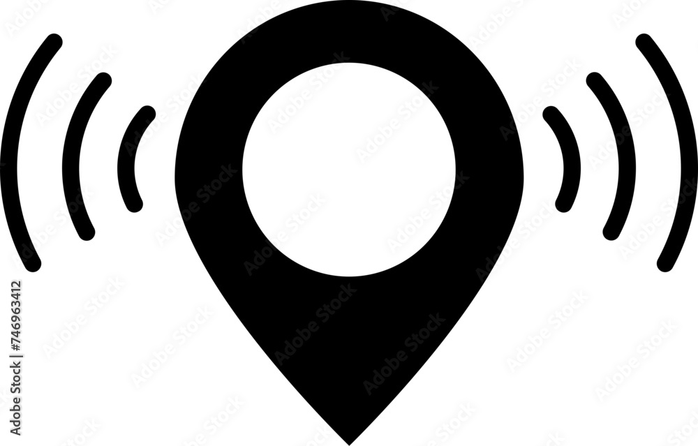 Sticker Map pin icon or symbol in b&w color.