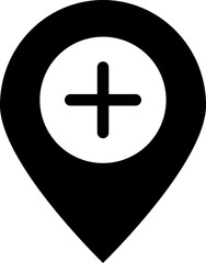 Obraz premium Add location or hospital location icon in b&w color.