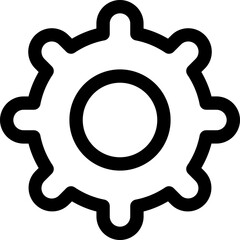 Cogwheel or setting icon in black line art.