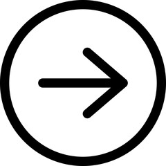 Right arrow or forward icon in line art.
