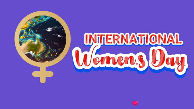 	
International Women's Day. The concept of a celebratory animated video with elements of planet earth and female icons accompanied by aesthetic text that is perfect for greeting cards