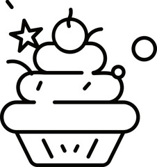 Cupcake icon in black line art.
